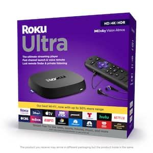 Roku Ultra:Streaming Device 4K/HDR/Dolby Vision, Dolby Atmos, Voice Remote, Private listening, Lost Remote Finder