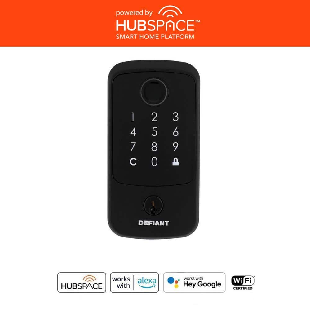 Defiant Hubspace Matte Black Square Biometric Fingerprint Electronic