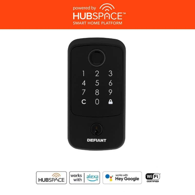 Hubspace Matte Black Square Biometric Fingerprint Electronic Touchpad Deadbolt