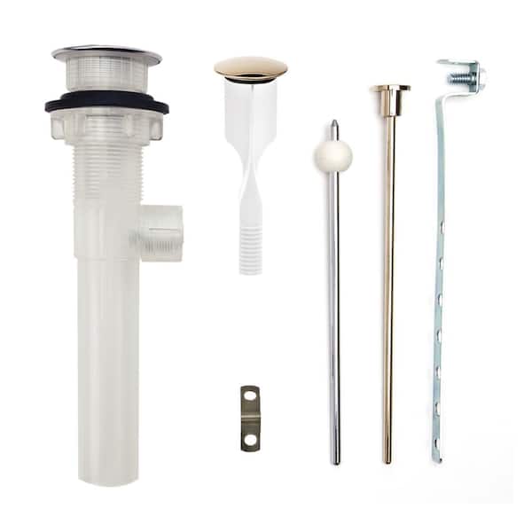 PF WaterWorks ClogFREE Never Clog Pop-Up Drain, Magnetic Stopper, Transparent ABS Body w/ Overflow, 1.6-2" Sink Hole, Polished Brass