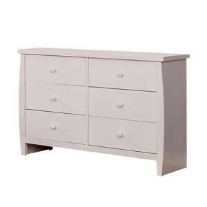 Marlee 6-Drawer White Dresser 34.125 in. H x 48 in. W x 17 in. D