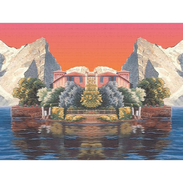 Dundee Deco Falkirk Dandy II Blue Pink Mountain Town Country Peel and Stick Wallpaper Border