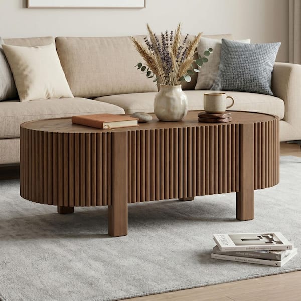 サイドテーブル・ナイトテーブル・ローテーブル Vintage coffee table Mid century CHRISTOPHER KNIGHT HOME Mid-Century Modern 47 in. Brown Fluted