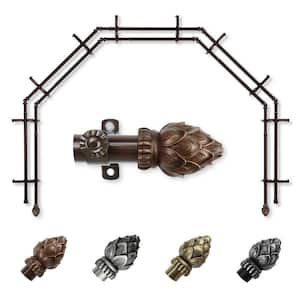 13/16'' Dia Adjustable 5-Sided Double Bay Window Curtain Rod 28 to 48'' (each side) with Jace Finials in Cocoa