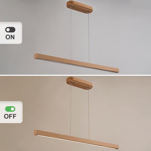 GoYeel 39.37 in. 1-Light Natural Wood Color Farmhouse Wood