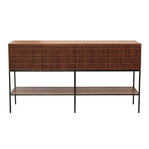 Yosemite Home Decor Paloma 63 in. Brown/Black Standard Rectangle Wood Console Table with 4-Drawers