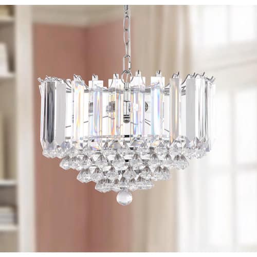 Hampton 2-Light Chrome/Clear Crystal Hanging Pendant Lighting Pendant Lights