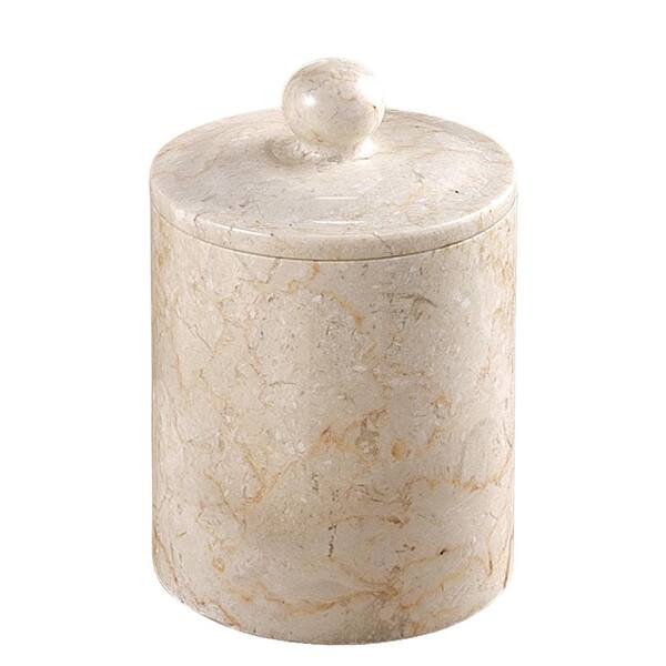 Creative Home Spa Natural Marble Cotton Ball Holder In Beige 744 The Home Depot