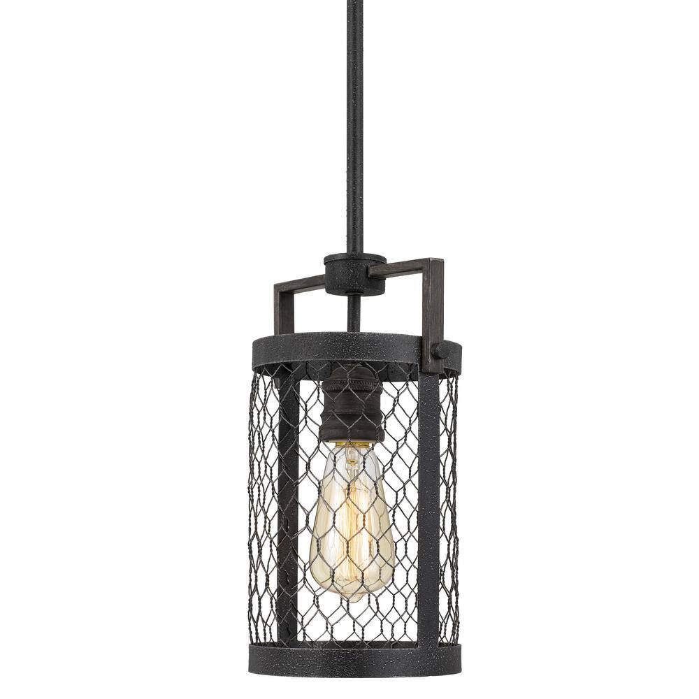 Cooper Mini Pendant in Gilded Iron with Seaside Oak Accent