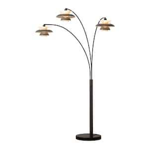 83 in. 3-Light Gunmetal Arc Lamp Palm Spring