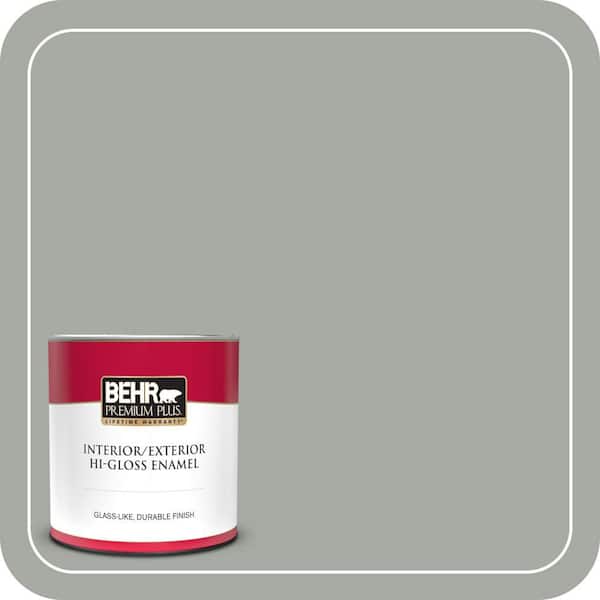BEHR PREMIUM PLUS 1 qt. #ECC-35-1 Silver Clouds Hi-Gloss Enamel ...
