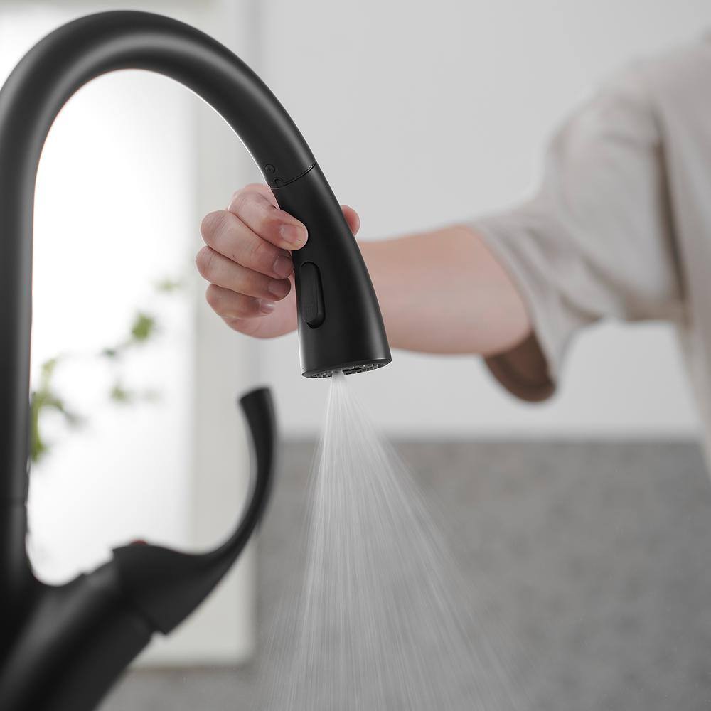 Matte Black High-Arc Single Handle Pull-Down Sprayer Kitchen Faucet