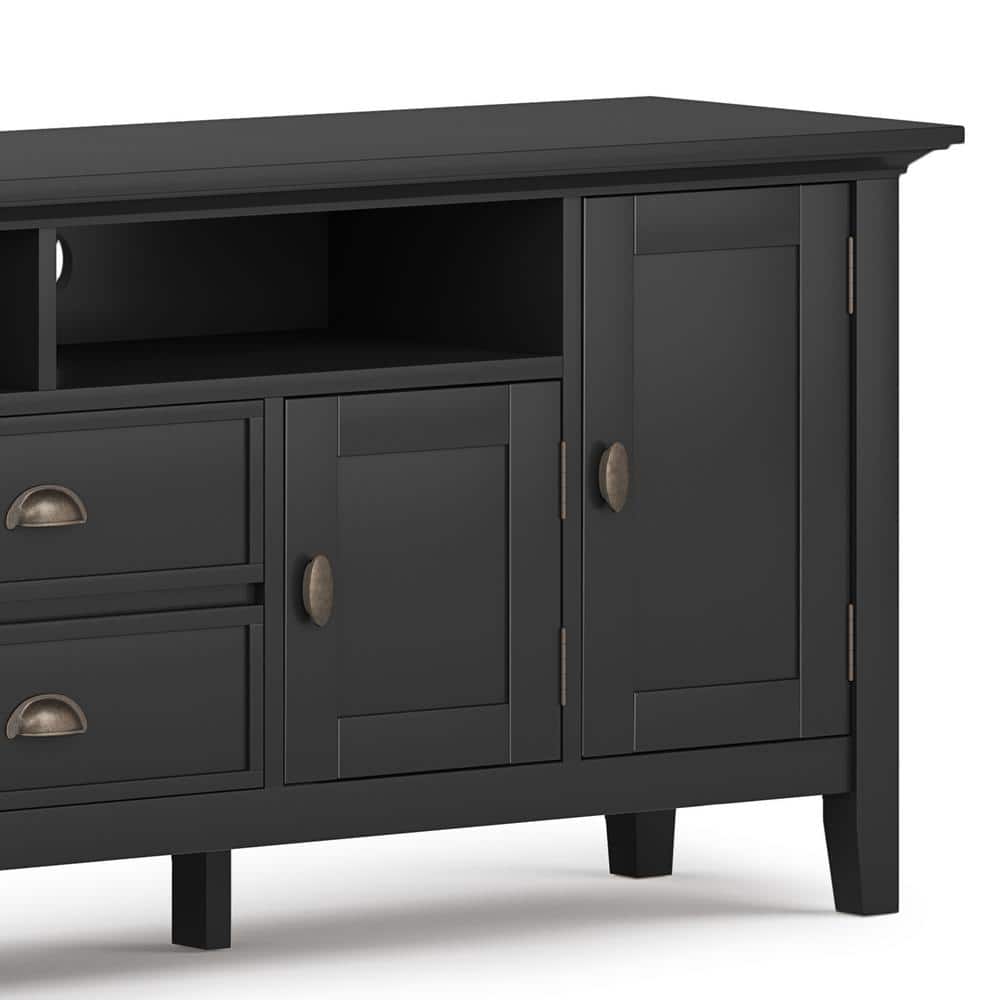 Redmond Black Solid Wood 72" TV Media Stand with Cabinets