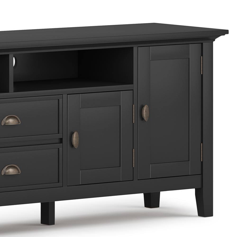 Redmond Black Solid Wood 72" TV Media Stand with Cabinets