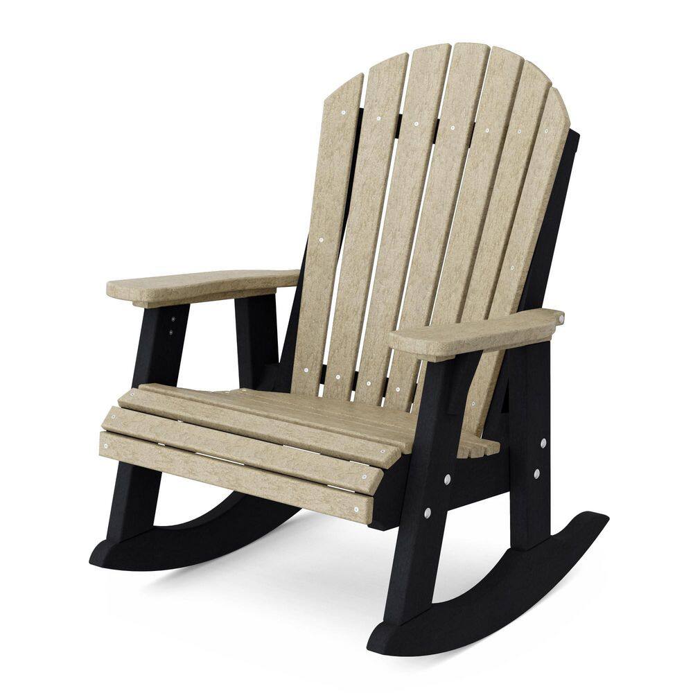 Heritage Weathered Wood and Black Plastic Adirondack Outdoor Rocking Chair price history on PriceWatchPro