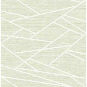 Cecita Puzzle Spring Green, Silver, and Off-White Geometric Paper Strippable Roll (Covers 56.05 sq. ft.)