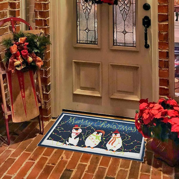 Christmas Penguin Doormat 18 X 30 
