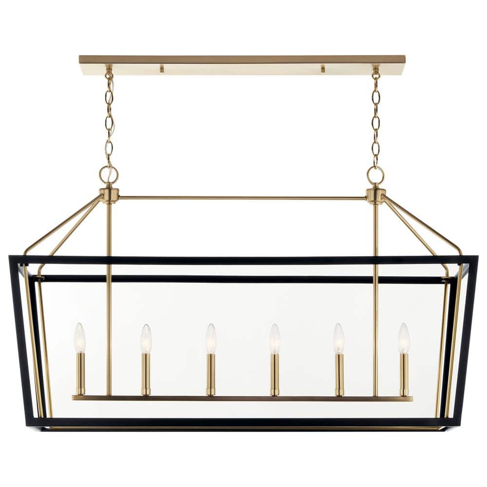 Delvin 44 Inch Champagne Bronze and Black Linear Chandelier