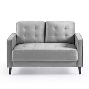 Benton 53 in. Grey Velvet Upholstered 2-Seat Loveseat Sofa