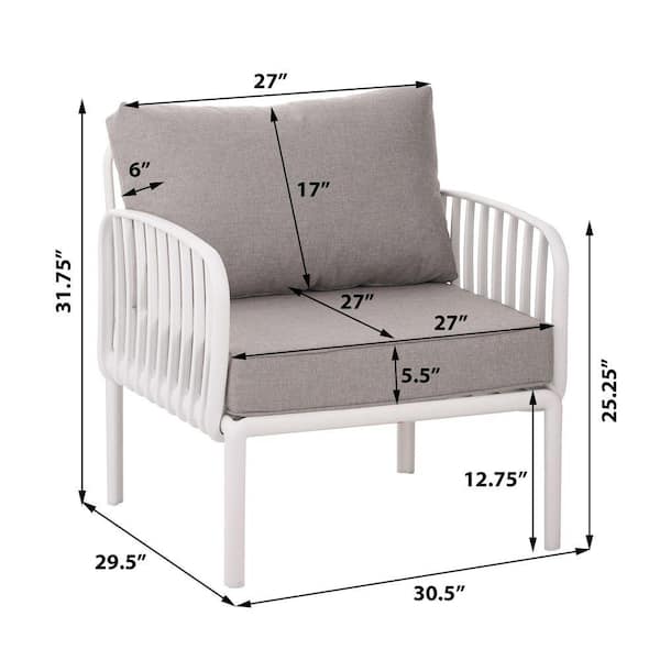 White Plastic Outdoor Lounge Chairs Patio Club Chairs with Thick