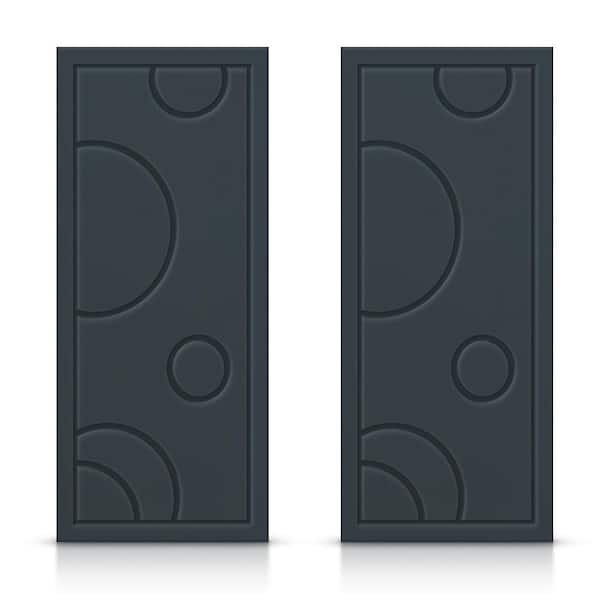 CALHOME 48 in. x 80 in. Hollow Core Charcoal Gray Painted Composite MDF Interior Double Closet Sliding Doors