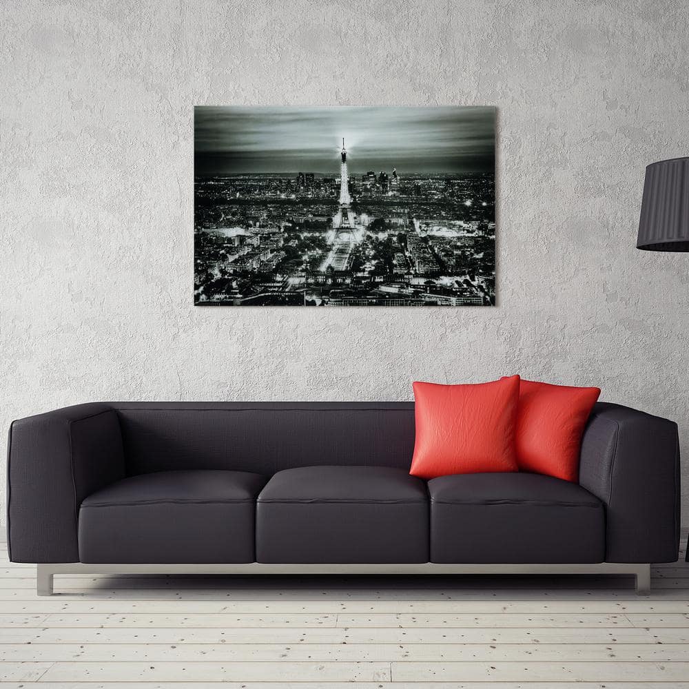 Paris Night Black and White Tempered Glass Wall Art