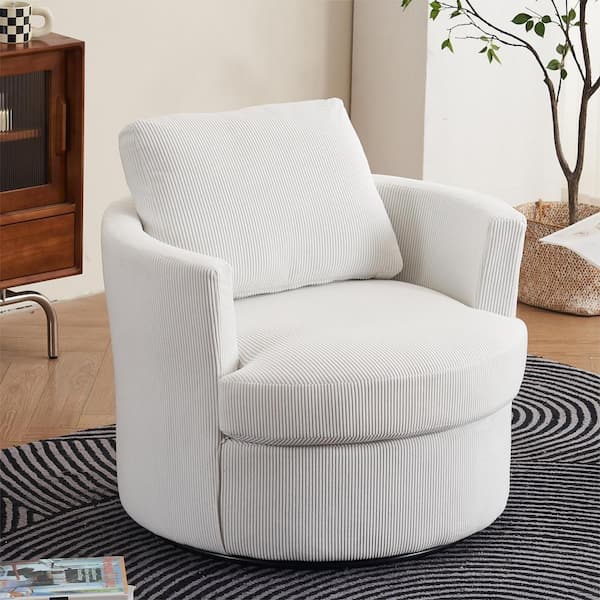 aisword Beige Polyester Swivel Barrel Chair (Set of 1)