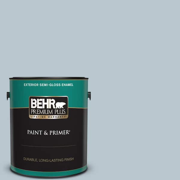 BEHR PREMIUM PLUS 1 gal. #560E-3 Silver Strand Semi-Gloss Enamel Exterior Paint & Primer
