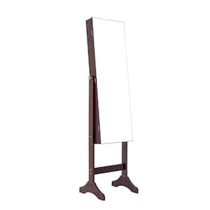 Simple Brown Jewelry Armoire with LED Lights 61 in. x 15.8 in. x 14.4 in