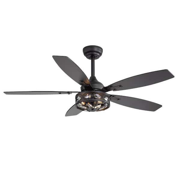 Sergey 48 in. Indoor 3-Light Black Downrod Standard Ceiling Fan with Enclosed Light Kit and Remote Control Included