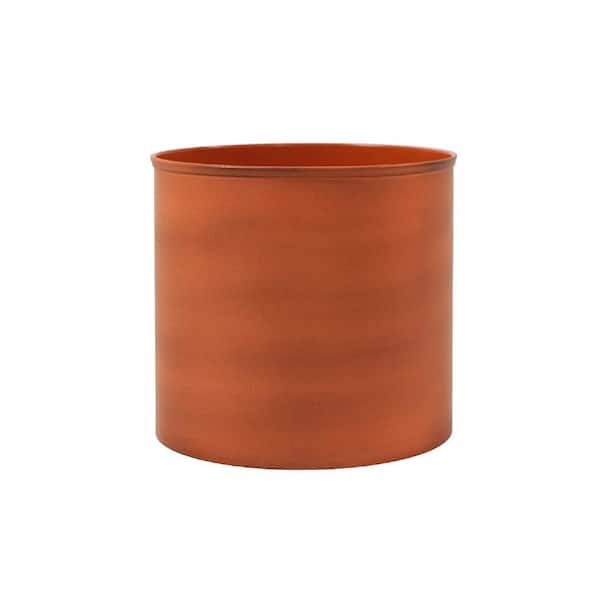 Achla Designs 8 in. W Cylinder Burnt Sienna Galvanized Steel Planter Pot, Indoor Outdoor Use, Garden Accent