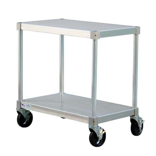 New Age Industrial 15 in. D x 36 in. L x 36 in. H 2-Shelf Mobile Aluminum Equipment Stand With 4 Stem Swivel Locking Casters