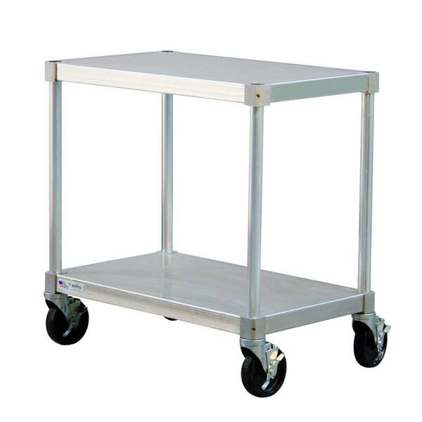 New Age Industrial 18 in. D x 24 in. L x 24 in. H 2-Shelf Mobile Aluminum Equipment Stand With 4 Stem Swivel Locking Casters