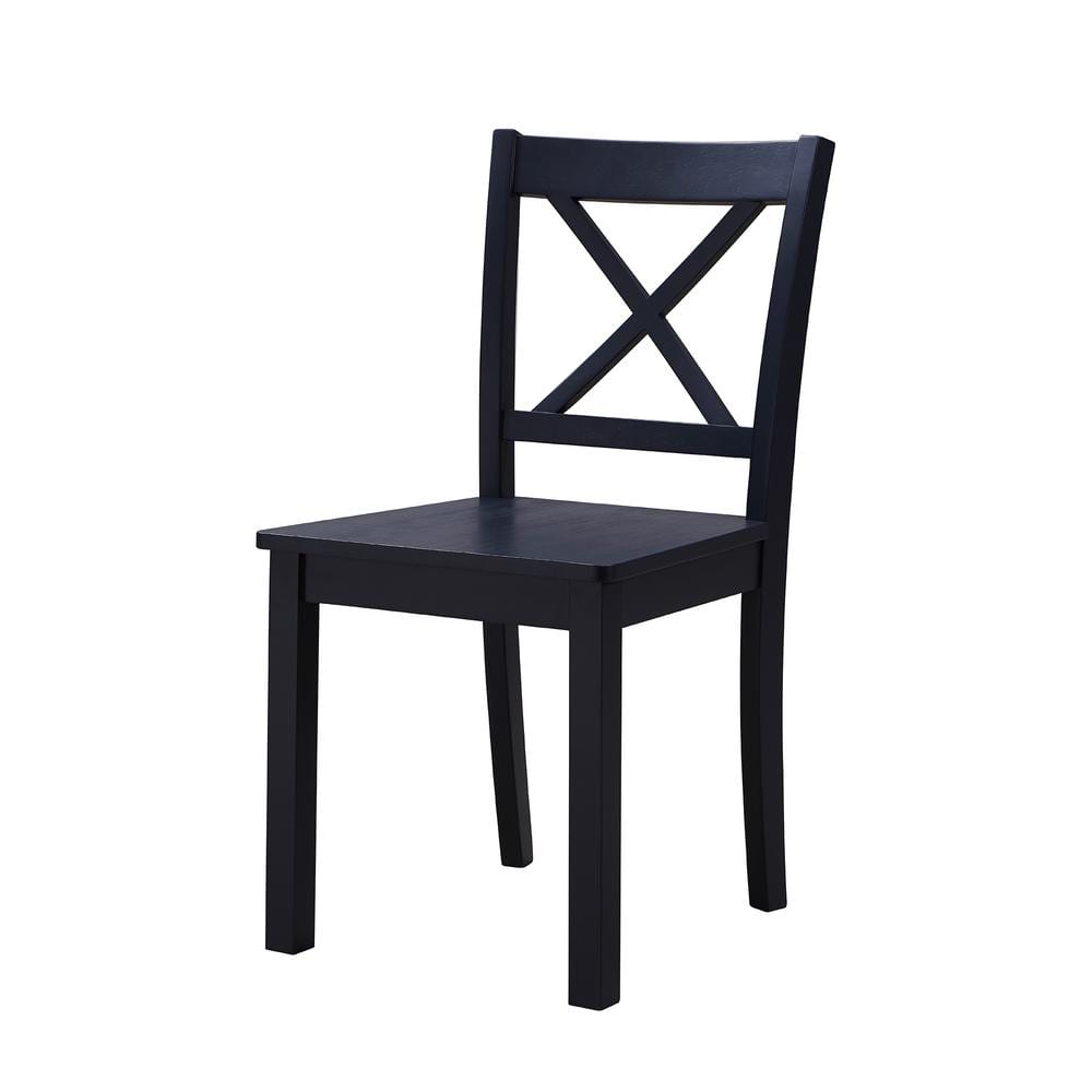 Elegant Home Fashions Set of 2Solid Wood Navy Blue Dining ChairsEHF