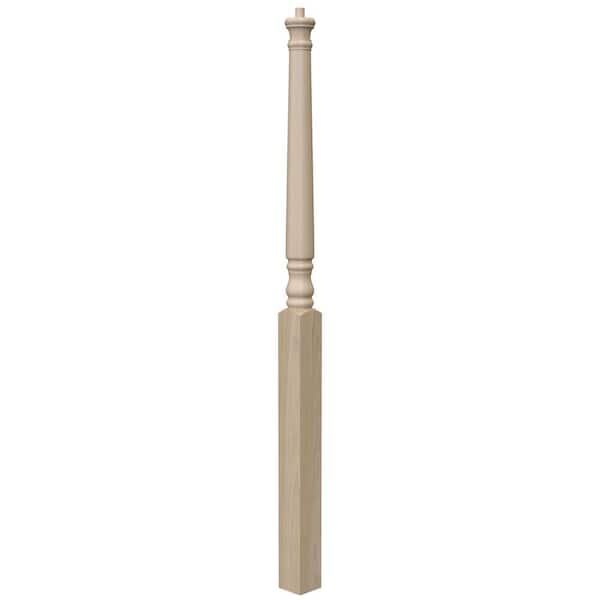 EVERMARK Stair Parts 4015 56 in. x 3 in. Unfinished Poplar Pin Top Starting or Balcony Newel Post for Stair Remodel