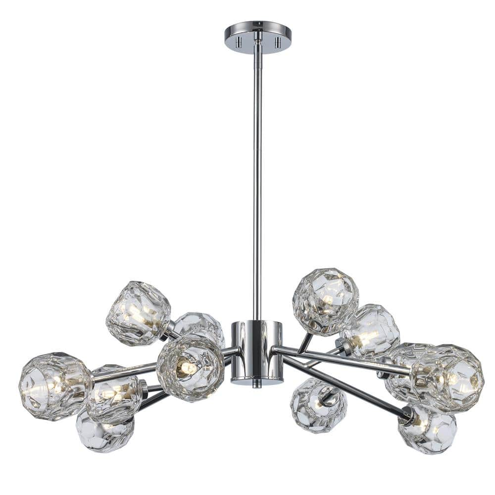 Sequoia 12-Light Polished Chrome Modern Sputnik Chandelier Light Fixture with Clear Glass Shades -  Bel Air Lighting, 11669 PC