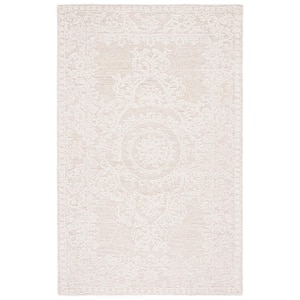 Abstract Ivory/Beige 5 ft. x 8 ft. Borders Floral Area Rug