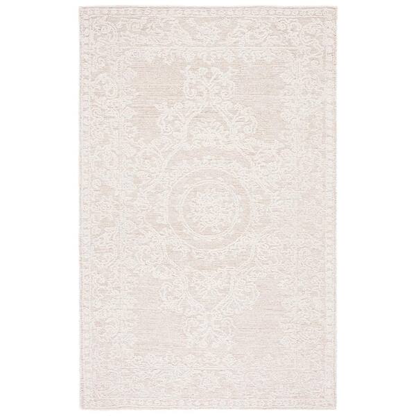 SAFAVIEH Abstract Ivory/Beige 5 ft. x 8 ft. Borders Floral Area Rug