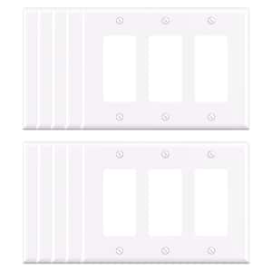 3 Gang Midsize Decorator/Rocker Wall Plate, White (10-Pack)