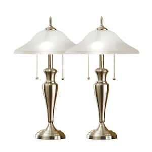 Classic Cordinates 24-inch Brushed Steel Table Lamps with High Quality Hammered Glass Shades (2-Piece)