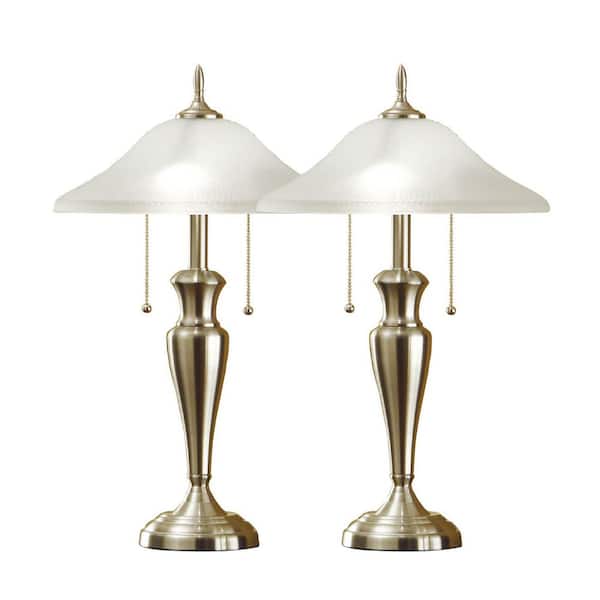 ARTIVA Classic Cordinates 24-inch Brushed Steel Table Lamps with