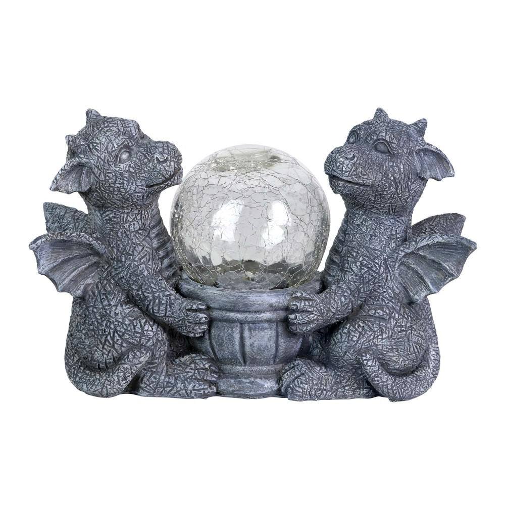 Exhart Solar Dragons With A Glass Crackle Ball, 11 In. X 7 In. Garden 