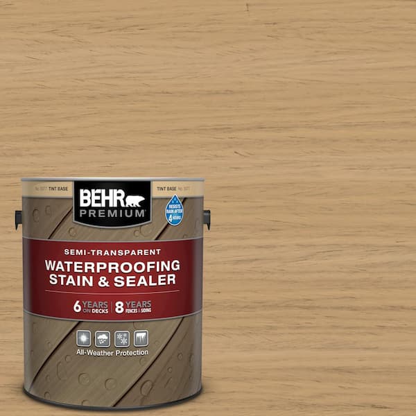 BEHR Premium 1 gal. #ST-127 Beach Beige Semi-Transparent Waterproofing Exterior Wood Stain and Sealer