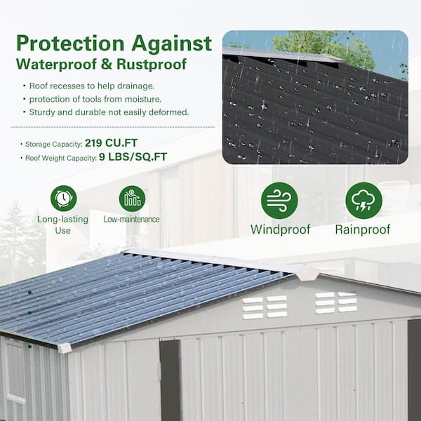 FIERTE クレンジング ハーフサイズ セット 8 ft. W x 6 ft. D Metal Outdoor Storage Shed w/ Side Window