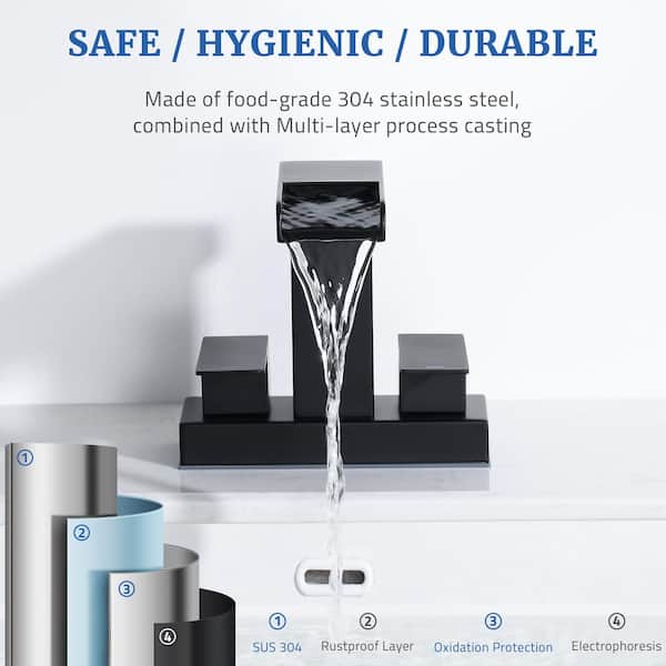 GAGALIFE 4 in. Centerset Double Handle Slope Waterfall Spout