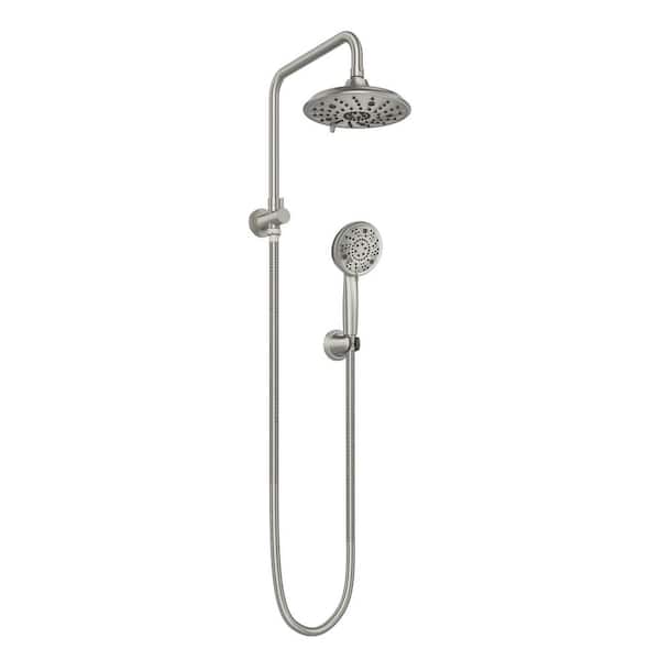 Laguna 8-Spray Patterns 2.5 GPM 8 in. Wall Mount Dual Shower Heads in Brushed Nickel