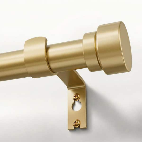16 in. - 120 in. Adjustable 1 in. Single Curtain Rod for Windows in Gold