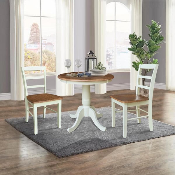 International Concepts Laurel Hickory/Shell Solid Wood 30 in. Pedestal Dining Table Seats 2