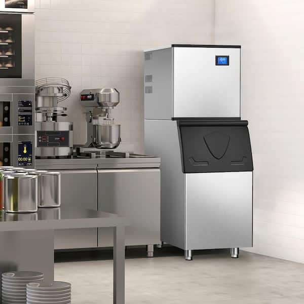 22.3 in. 510 lbs. Per Day Split Commercial Freestanding Ice Maker 156-Full Size Ice Cubes/Cycle in Silver with Filter