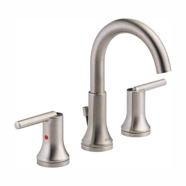 Delta Trinsic 8 in. Widespread 2-Handle Bathroom Faucet with Metal Drain Assembly in Stainless